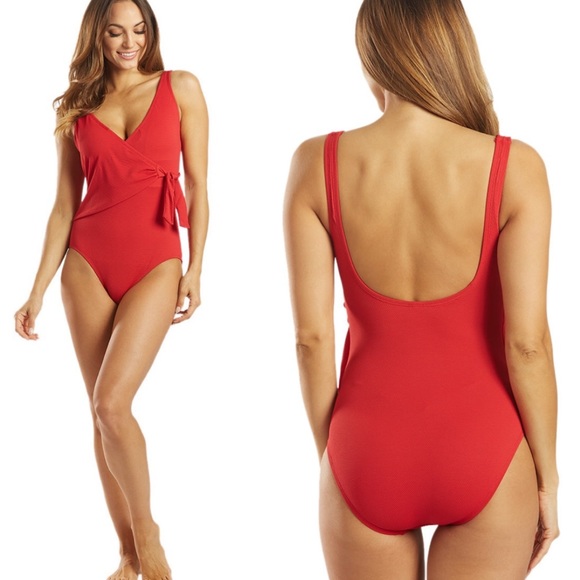 Tommy Bahama Other - Tommy Bahama Swimsuit Women's Pique Colada Wrap One Piece Red 12 NWT
